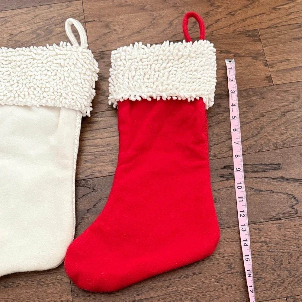 Red and White Knit Poinsettia Stocking Set